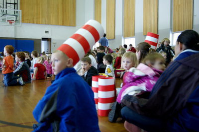 Image: Families sit down to enjoy Smithfield Library’s Dr. Seuss Celebration!