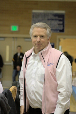 Image: Principle David Swenson sporting pink for the cause