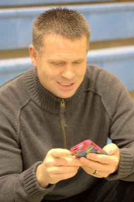 Image: Darren Knowles enjoying the game and some “Angry Birds”