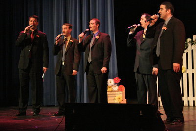 Image: No name — Tonight’s MCs are the a cappella group with no name — Darroll Young, Ben Snow, Mike Graves, Mike Bladen.