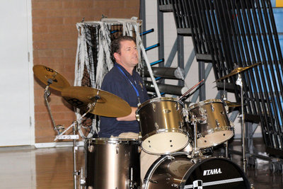 Image: Randall Beach — Sky View band director, Randall Beach, on drums.